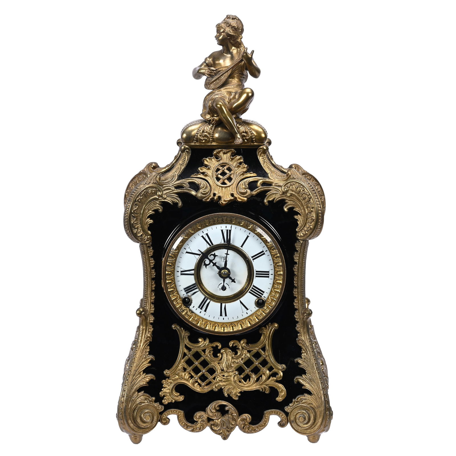 Mantel Clock By F. Kroeber, Pompadour Case (1 of 5)