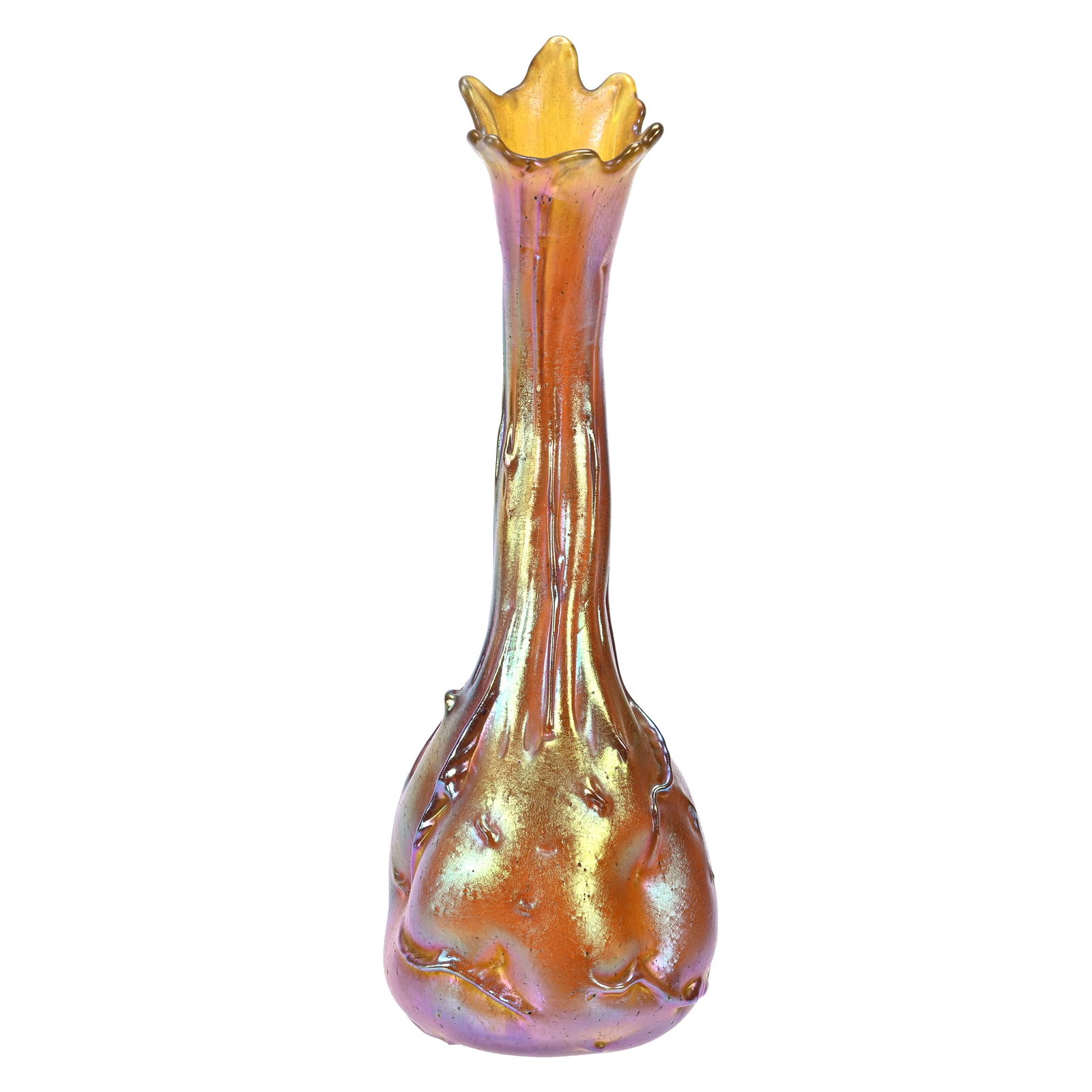 Goose Neck Vase, Unmarked Loetz Art Glass (1 of 2)