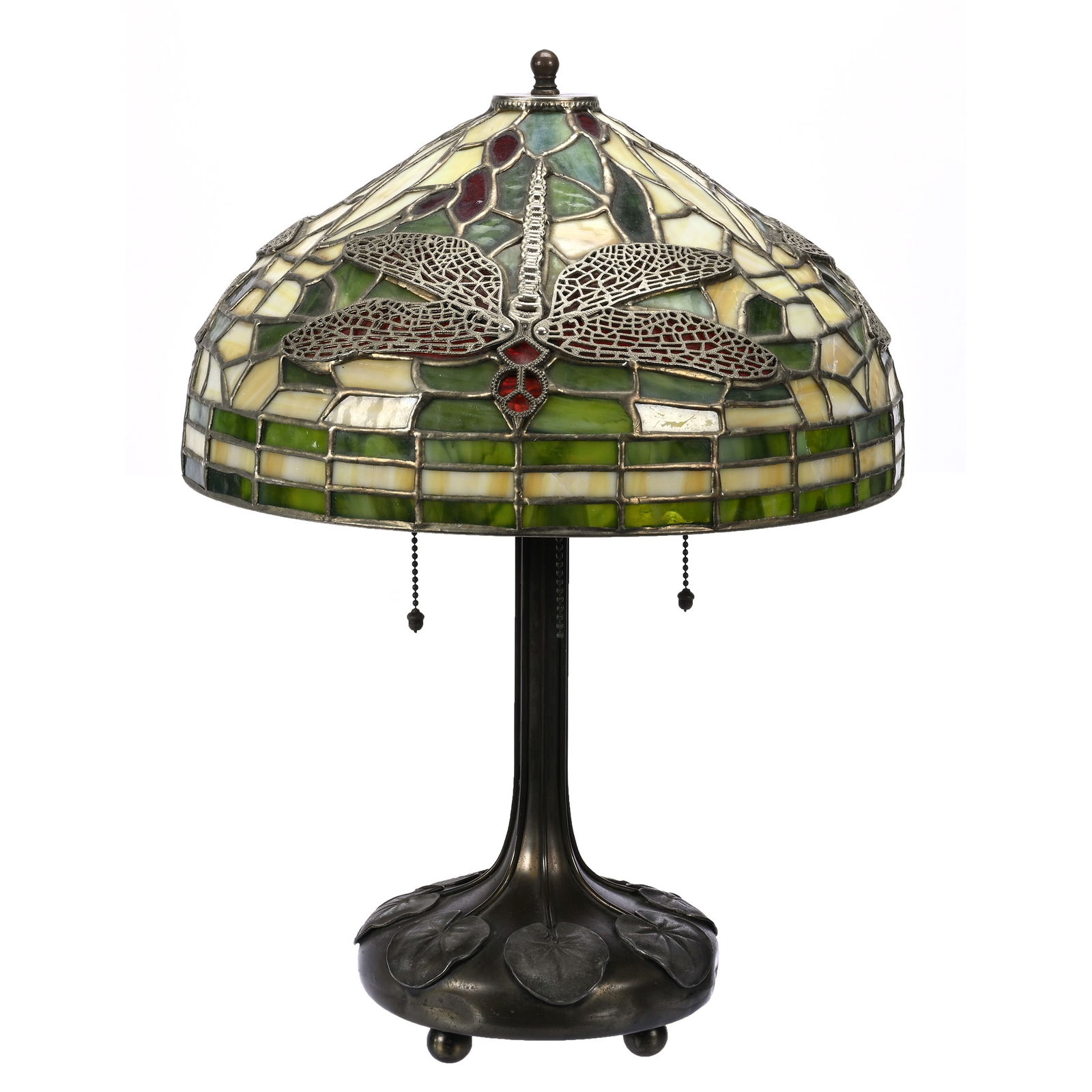Table Lamp, Dragonfly Slag With Lily Pad Base (1 of 5)