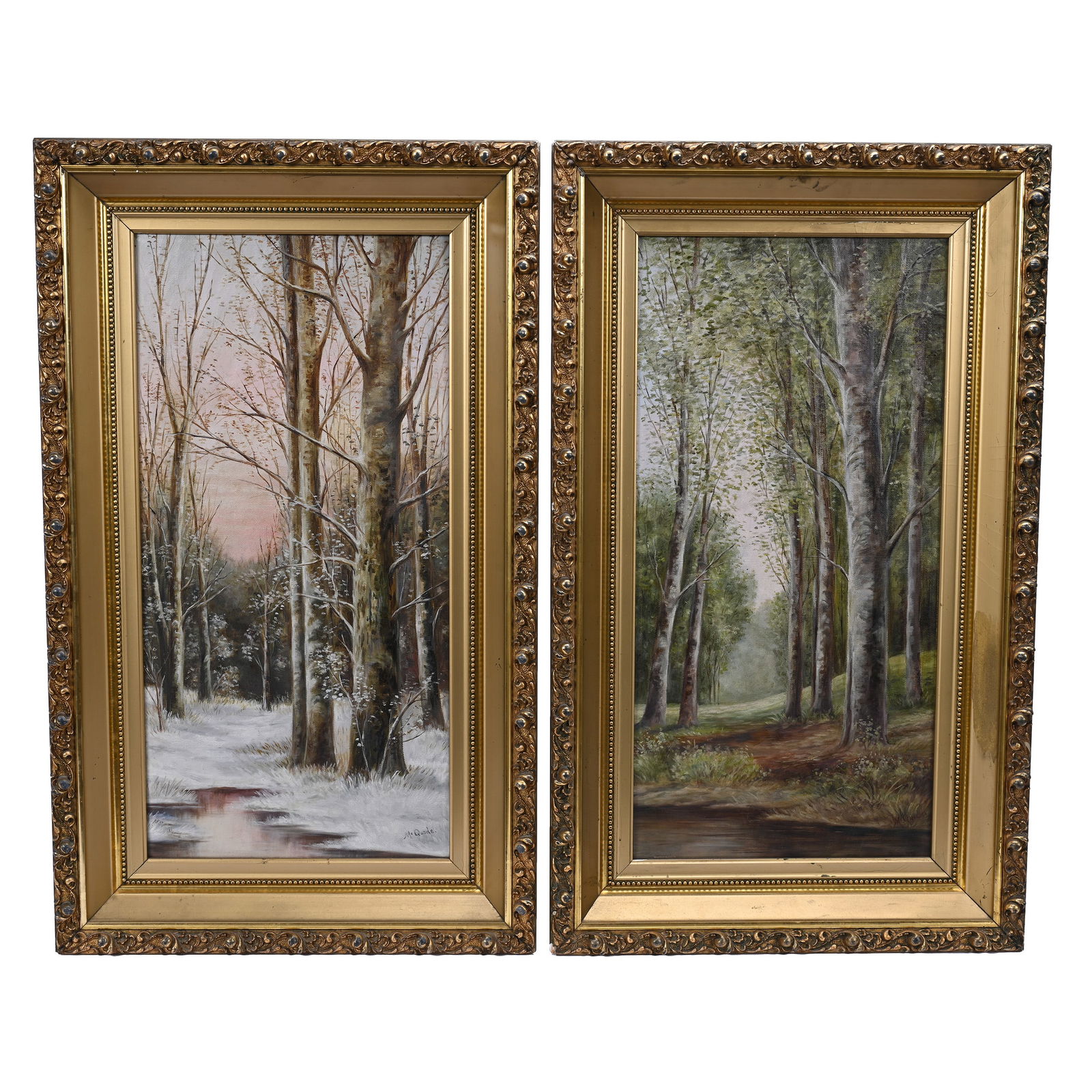 Pair Vintage Oil Paintings, Circa 1910 (1 of 5)