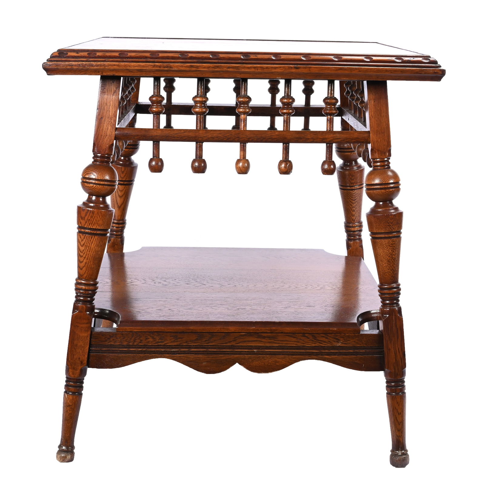 Parlor Table, Oak With Stick & Ball Type Design (1 of 4)