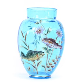 Vase, Unmarked Moser Style Art Glass