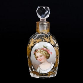 Perfume Bottle, Unmarked Bohemian Glass