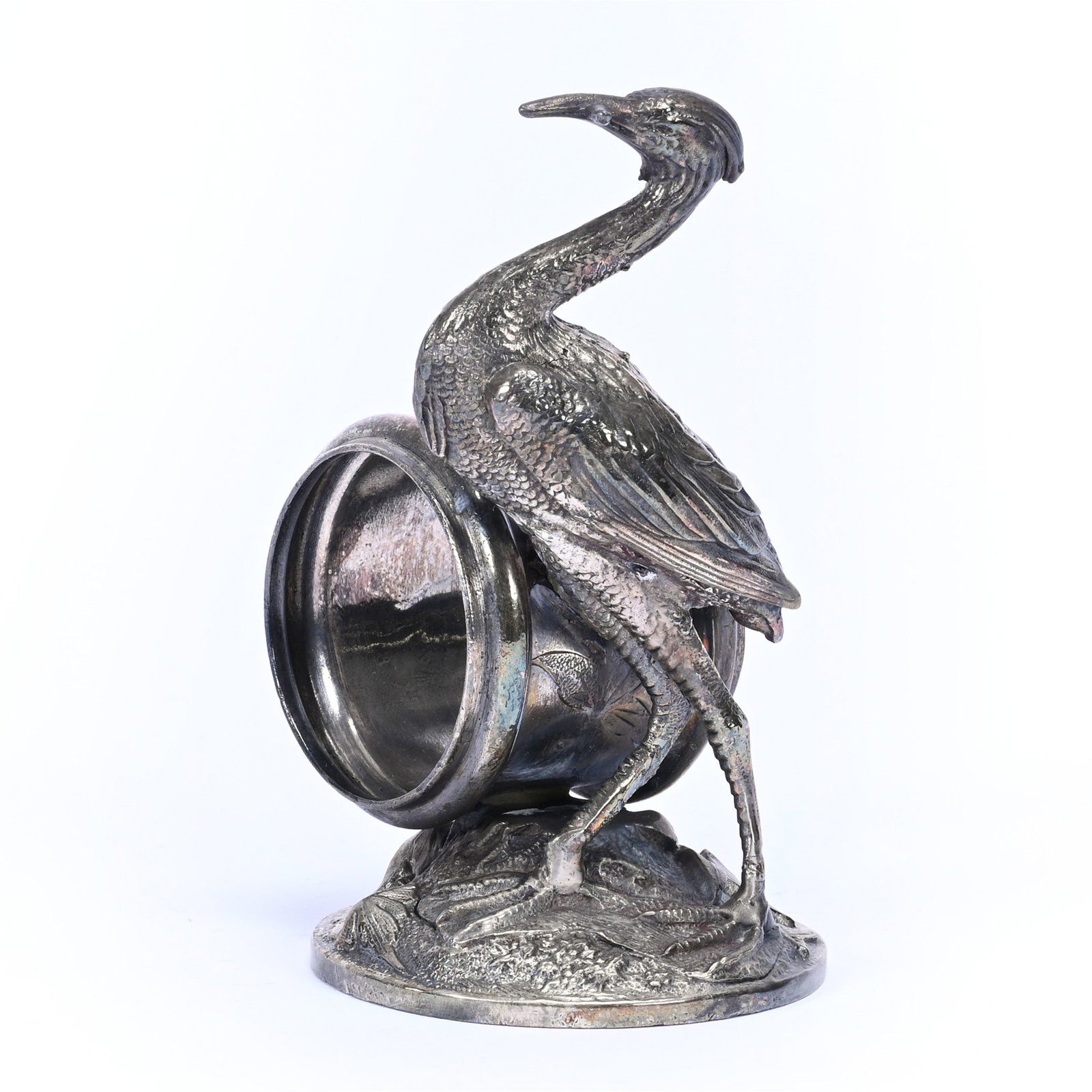 Figural Napkin Ring, Stork Eating Fish (1 of 4)