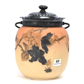 Biscuit Jar Marked Crown Milano Art Glass