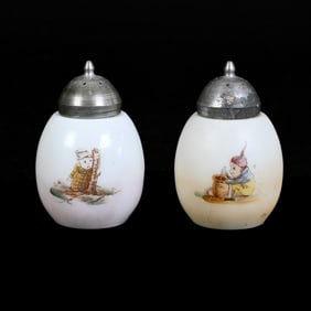 Pair Salt & Pepper Shakers, Opaline