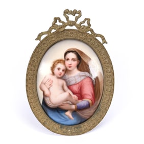 German Porcelain Plaque, Oval, Hand Painted