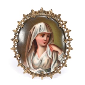 Oval Porcelain Plaque, Hand Painted