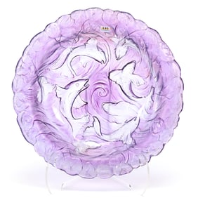 Center Bowl, Lavender Embossed Koi Design