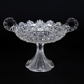 Compote, American Brilliant Cut Glass, Two Handles