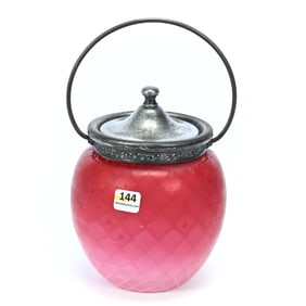 Biscuit Jar, Pink Satin Diamond Quilted Mop