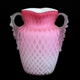 Vase, Pink Satin Diamond Quilted MOP
