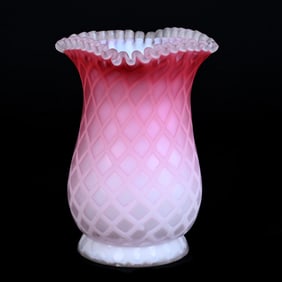 Celery Vase, Pink Satin Diamond Quilted MOP
