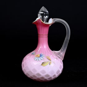 Cruet Bottle, Pink Satin Diamond Quilted MOP