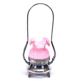 Victorian Toothpick Holder, Cased Peachblow