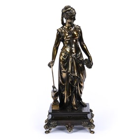 Gilded Spelter Figure Of Greek Goddess "Hera"