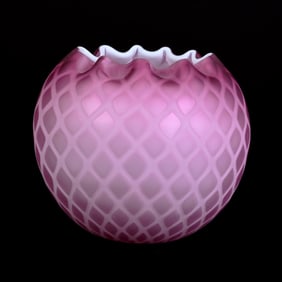 Rose Bowl, Lavender Satin Quilted MOP Art Glass