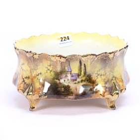 Footed Ferner Marked R.S. Prussia, Castle Scenic Decor