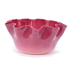 Finger Bowl, Pink Agata Art Glass By New England