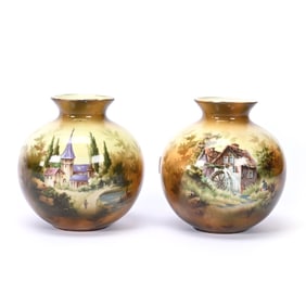 Pair Ball Vases, Unmarked R.S. Prussia