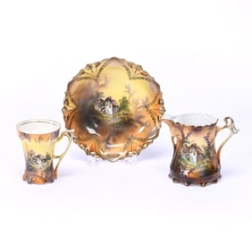 (3) R.S. Prussia Items, Mill Scenic Decor