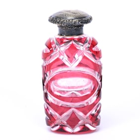 Perfume Bottle, BPCG, Cranberry Cut To Clear