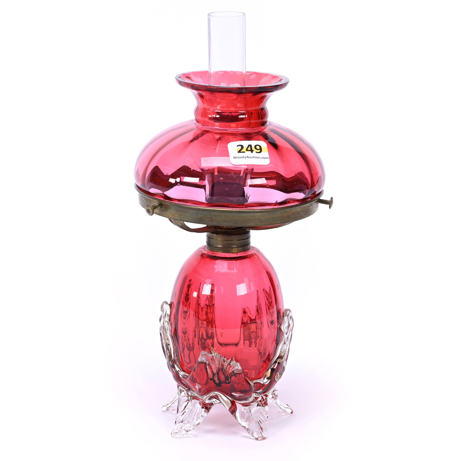 Miniature Lamp, Cranberry Art Glass (1 of 4)