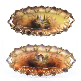 (2) Relish Trays Marked R.S. Prussia, Castle & Mill
