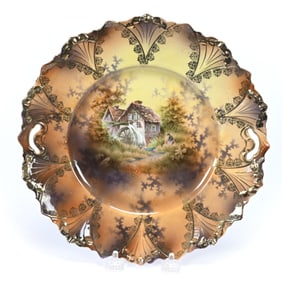 Cake Plate, Unmarked R.S. Prussia, Mill Decor
