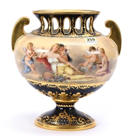Pedestal Vase Marked Royal Vienna Beehive