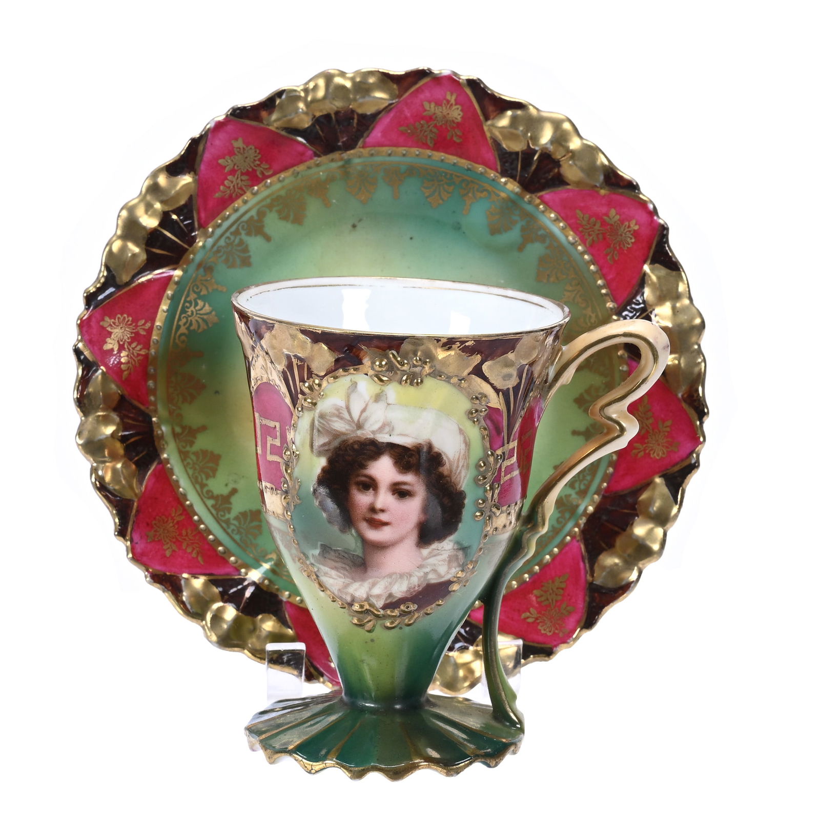 Cup/Saucer, Unmarked Prussia, Medallion Portrait (1 of 4)