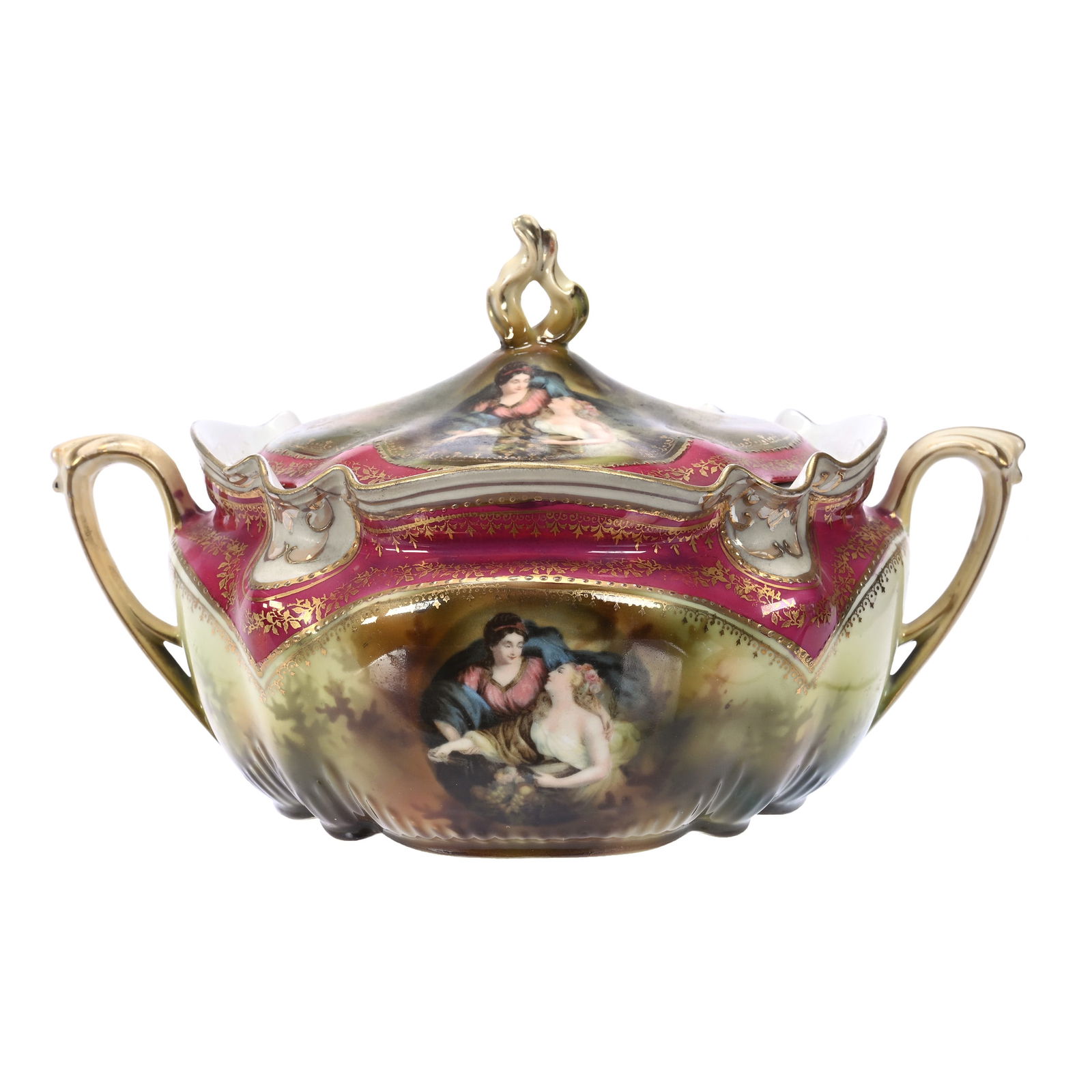 Cracker Jar Marked R. S. Prussia, Double Scene (1 of 3)