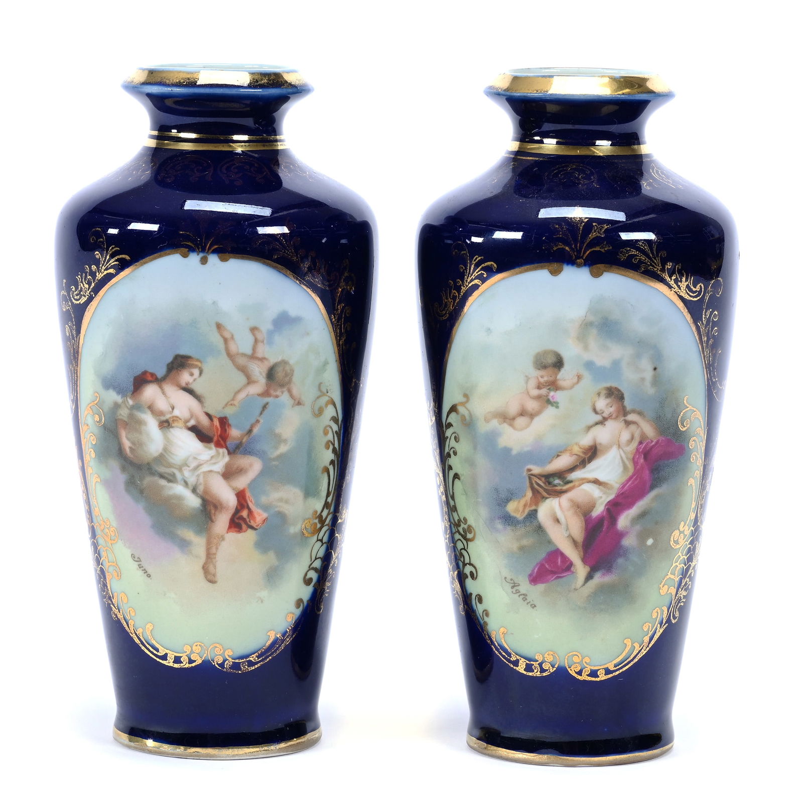 Pair Vases, Beehive Mark, Scenic Medallions (1 of 3)