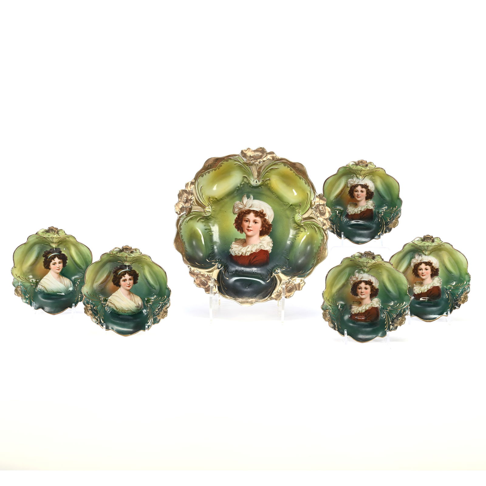 Berry Set, Unmarked R. S. Prussia, Lebrun With Hat (1 of 2)