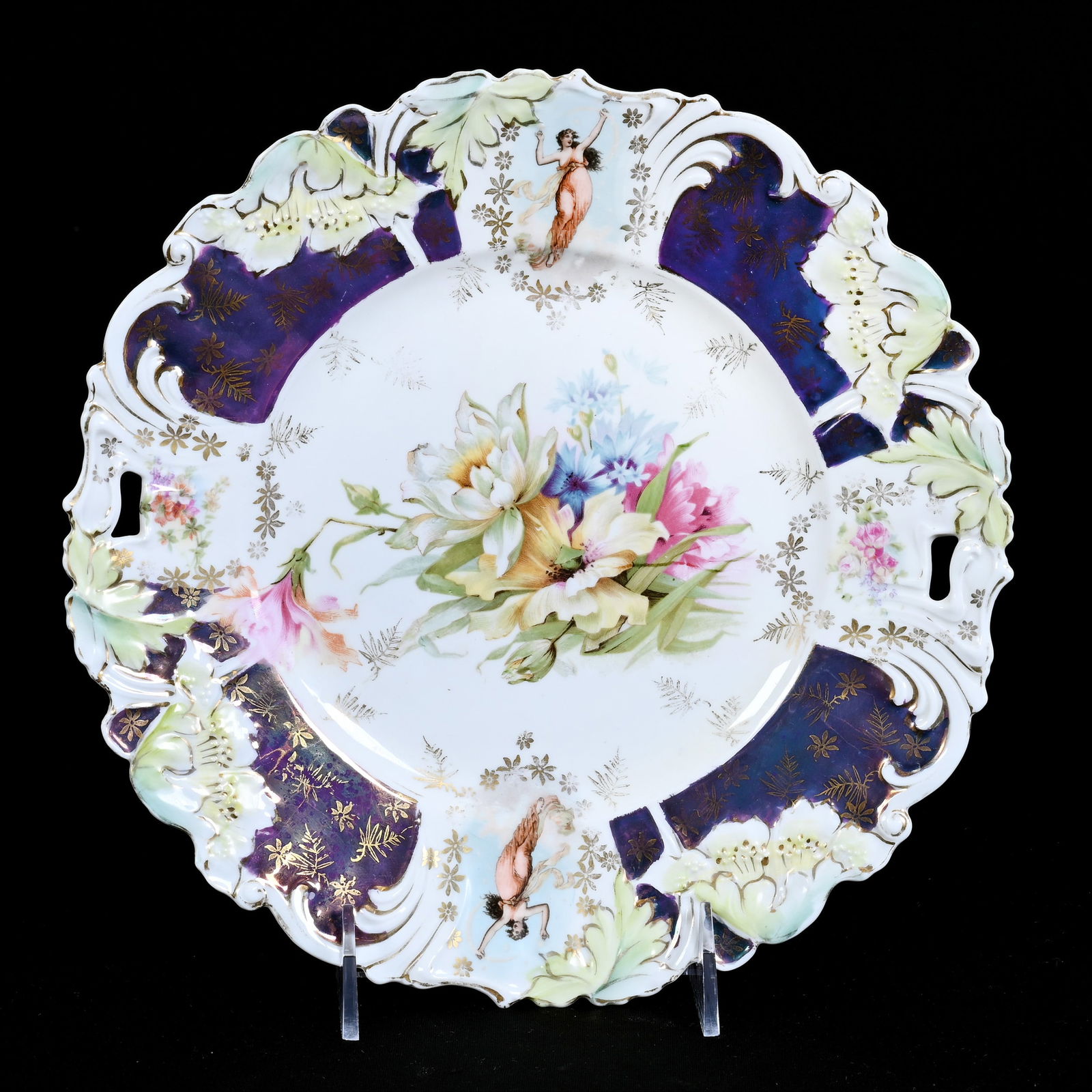 Cake Plate Marked Saxe Altenburg, Medallion Scenes (1 of 2)
