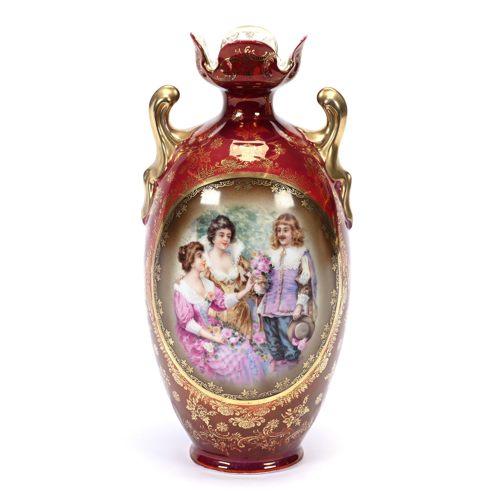 Vase Marked Prov Saxe, Scenic Decor (1 of 3)