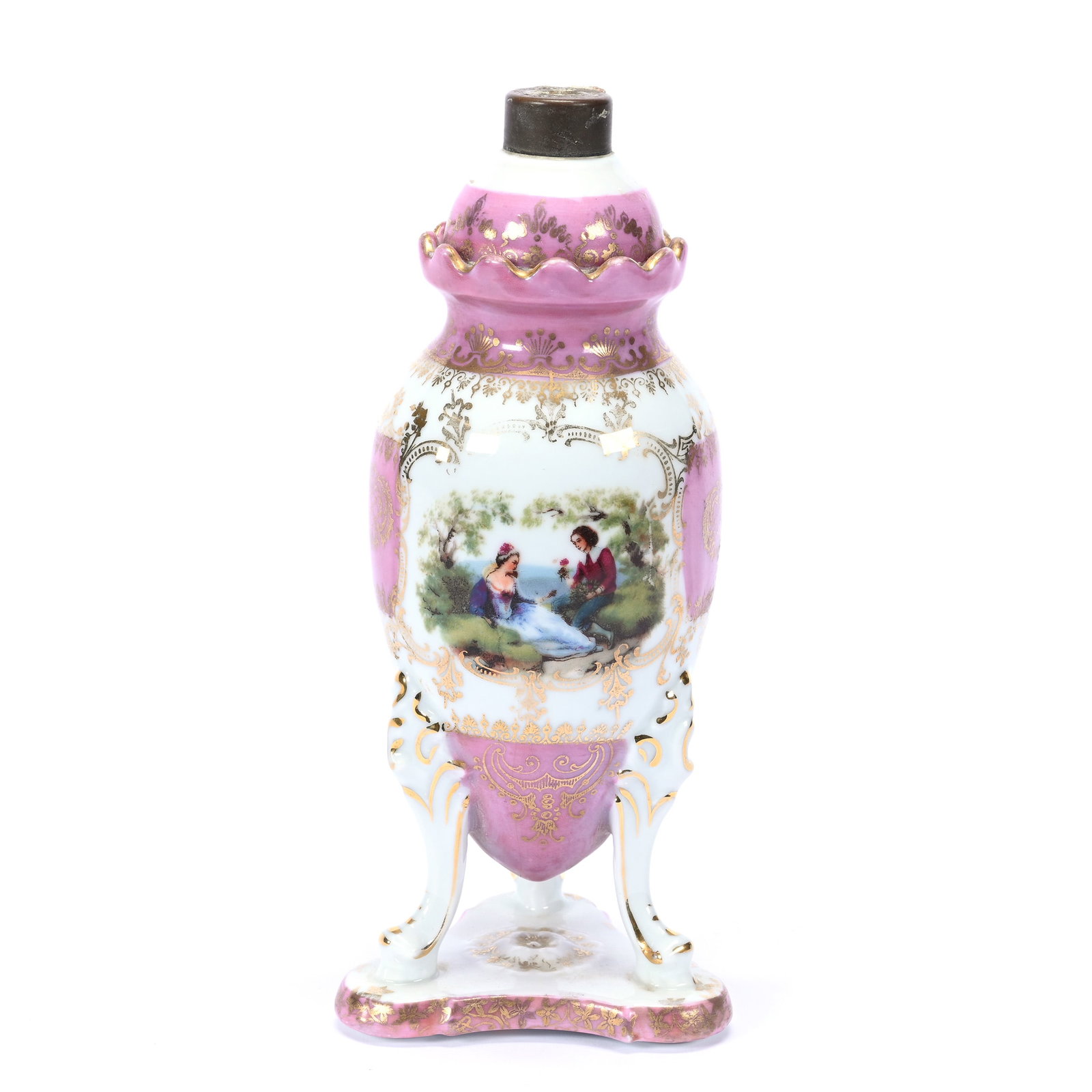 Lamp Base, Marked Prov Saxe, Courting Scenes (1 of 3)