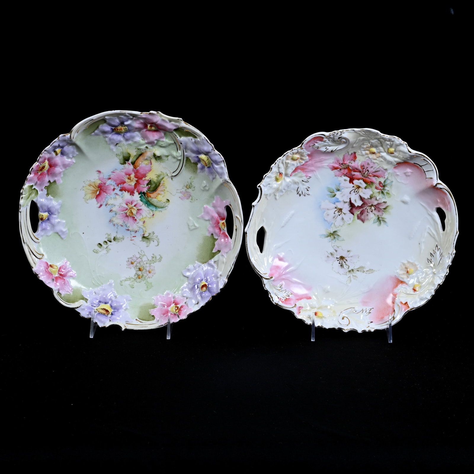 (2) Cake Plates, Unmarked R. S. Prussia (1 of 2)