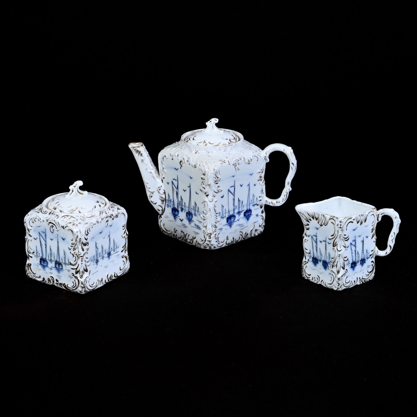 Tea Set, Early Unmarked Prussia Style, Three Piece (1 of 3)