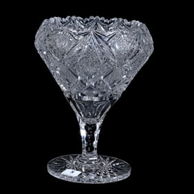 Tazza, American Brilliant Cut Glass, Elmira Pattern #100