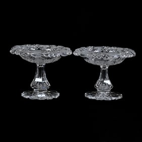 Pair Compotes, American Brilliant Cut Glass