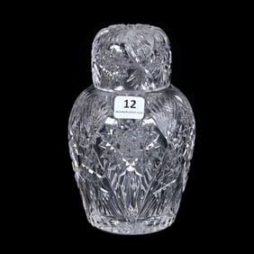 Covered Jar, American Brilliant Cut Glass, Desdemona Pattern By Clark