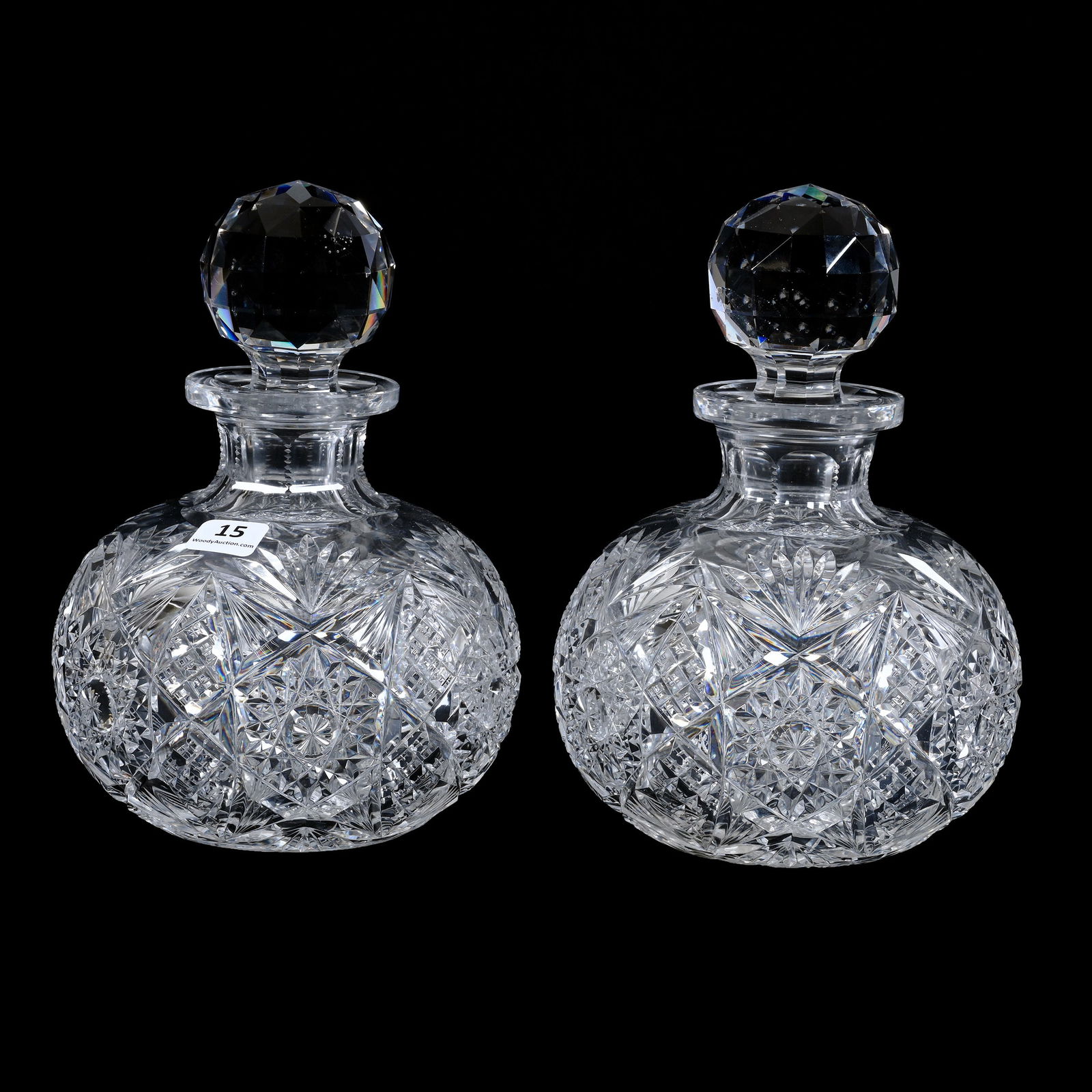 Pair Of Large Cologne Bottles, American Brilliant Cut Glass (1 of 5)