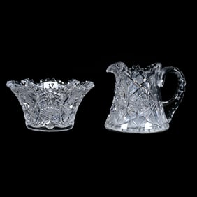 Creamer & Sugar Set, American Brilliant Cut Glass