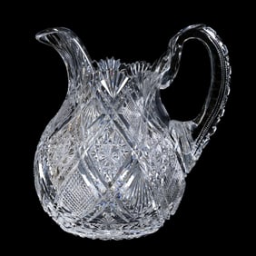 Pitcher, ABCG, Parisian Pattern By Dorflinger, Hob Diamond Handle, Hobstar Base