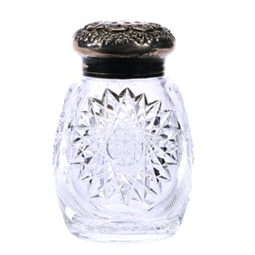 Sugar Shaker, American Brilliant Cut Glass, Attributed To Meriden, Sterling Silver Top Marked Wilcox