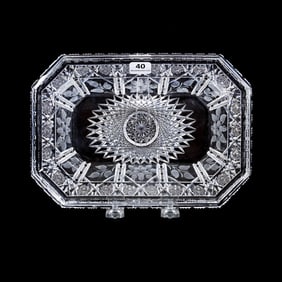 Dish, Rectangular, American Brilliant Cut Glass, Lace Pattern By Hunt