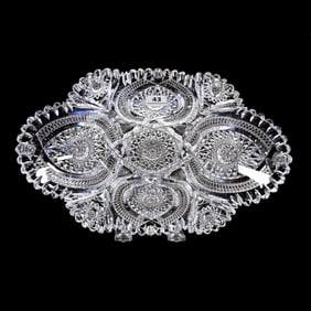 Bowl, Oblong, American Brilliant Cut Glass, Nordica Pattern By Blackmer