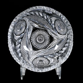 Bowl, American Brilliant Cut Glass, Carnegie Pattern By Pitkin & Brooks