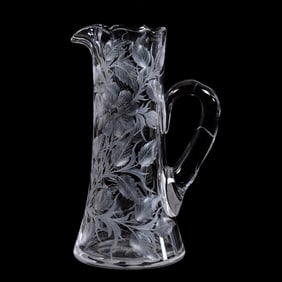 Pitcher, American Brilliant Cut Glass, Signed Tuthill Wild Rose Pattern